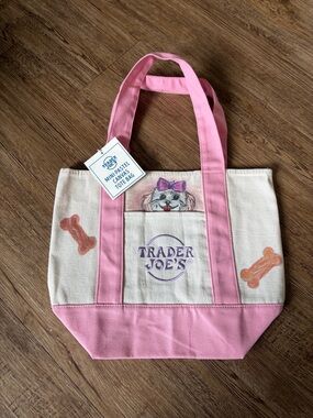 TRADERS JOE’S Mini Canvas Tote Maltipoo Painting Art by @sails66 NWT 13”x11”